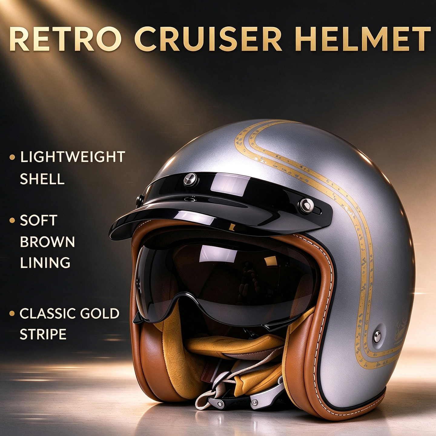 Open Face Helmet Retro Vintage - DOT-Zertifizierter Retro 3/4 Offener Helm, Unisex