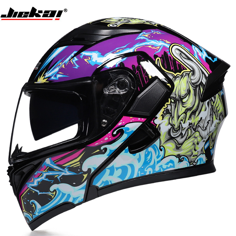Full Face Helmet Carbon Fiber - W Bluetooth Antibeschlag-Integralhelm mit Doppellinse, DOT-Zertifizierung,