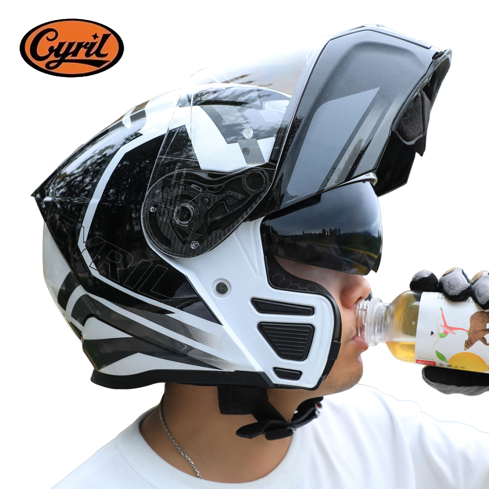 Motorcycle Helmet Bluetooth Built In - Cyril Flip-Up-Motorradhelm für Herren und Damen,