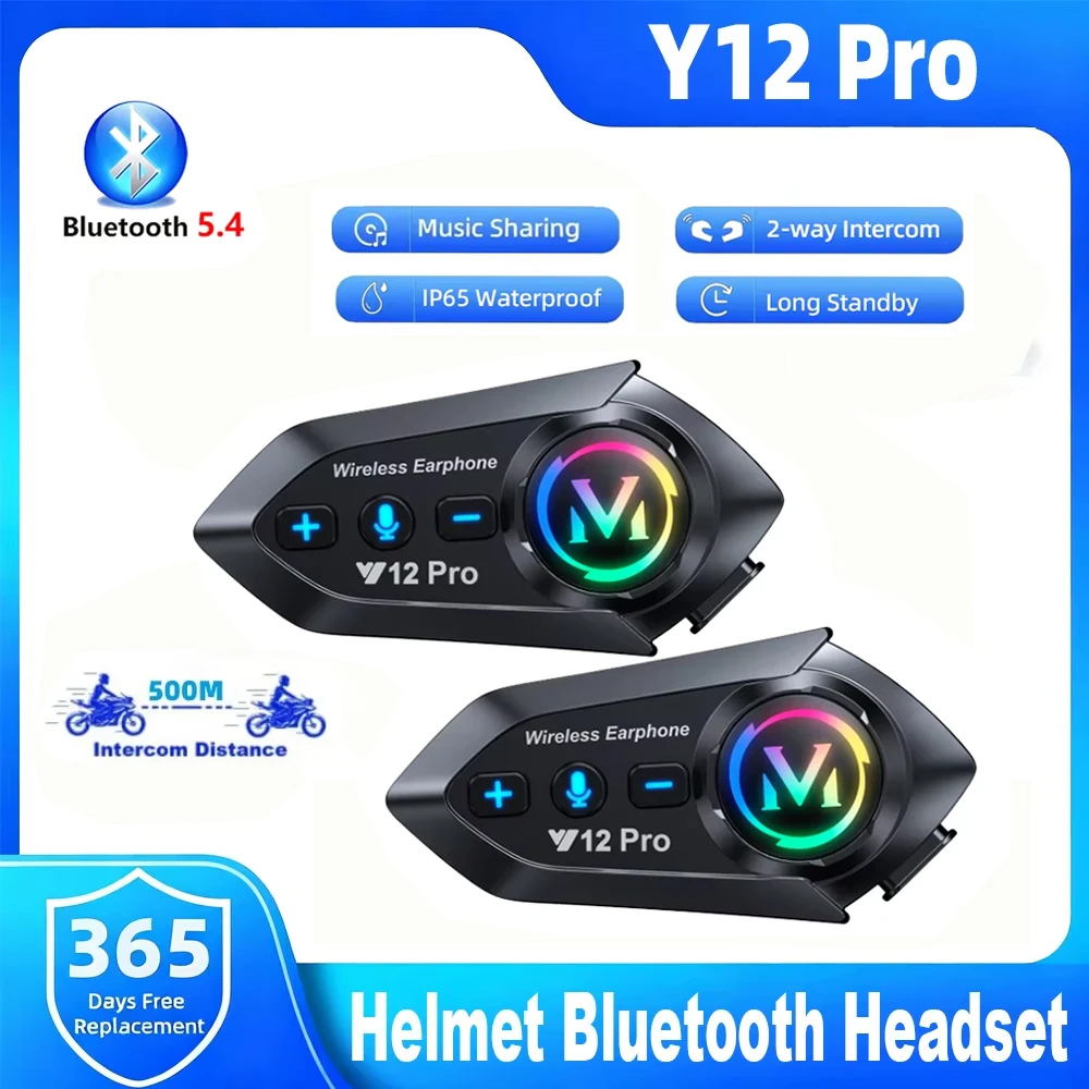 Motorcycle Helmet Bluetooth Built In - Y12 Pro Motorradhelm Bluetooth-Intercom Sprachassistent Multi-Szenen-Musikmischung