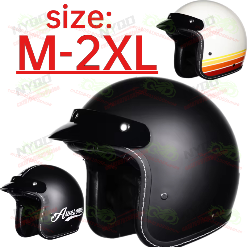 Open Face Helmet Retro Vintage - Orz Retro 3/4 Open Face Motorradhelm,