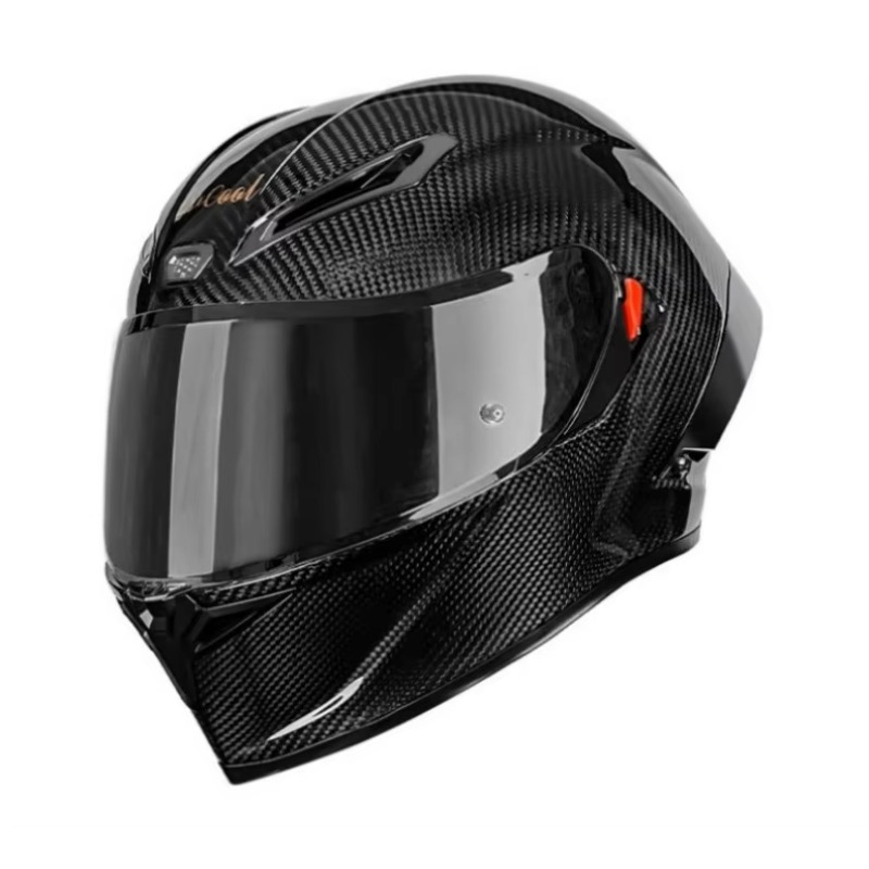Full Face Helmet Carbon Fiber - Hochwertiger Echt-Carbonfaser Vollvisier-Motorradhelm mit Sonnenschutz-Visier für