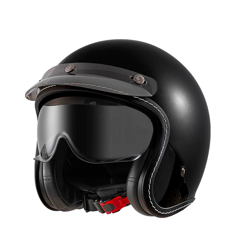 Motorcycle Helmet Sun Visor Inner - Retro Open-Face 3/4 Halb-Motorradhelm mit Schwarzer