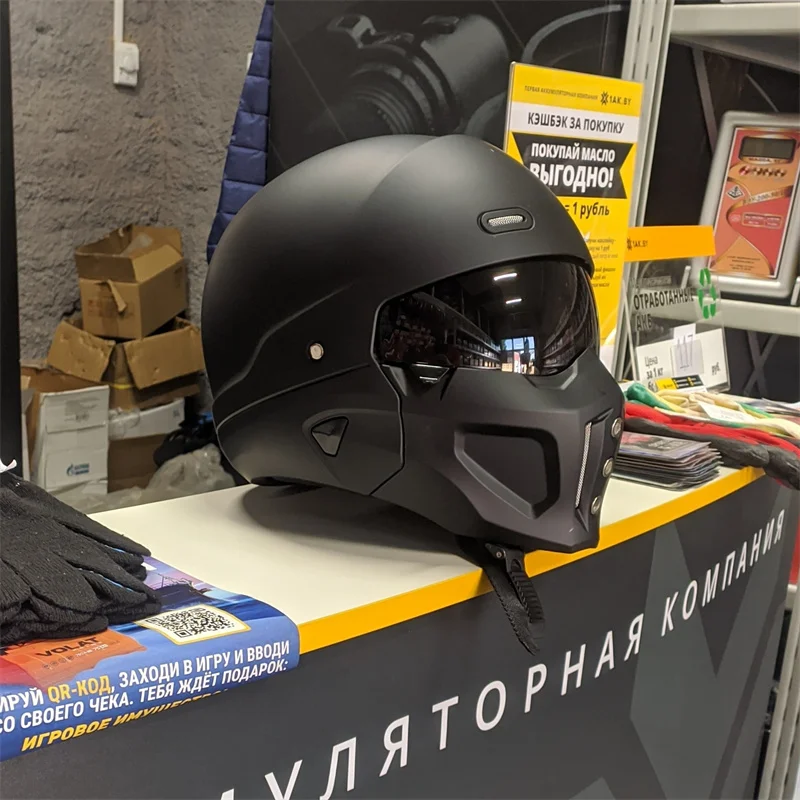 Modular Motorcycle Helmet Dot Approved - 2026 Neuer Scorpion Retro-Motorradhelm, Locomotive Persönlichkeits-Mehrzweck-Kombinations-DOT-Halbhelm