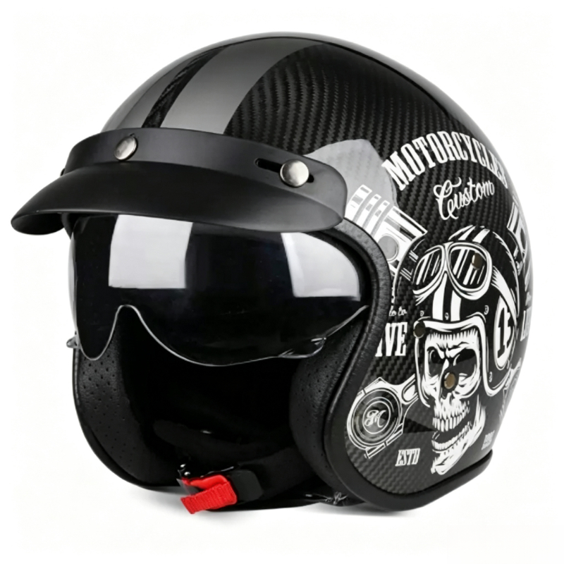 Motorcycle Helmet Sun Visor Inner - Stoßfester 3/4-Offen-Motorradhelm aus Carbonfaser mit integriertem