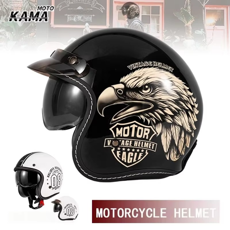 Open Face Helmet Retro Vintage - HOT Open Face Motorradhelm Vintage Moto