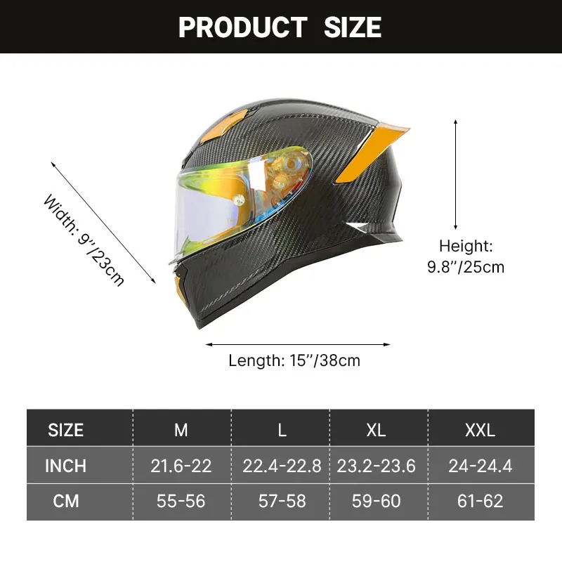 Neuester Farbverlauf Rein Gelb – Full Face Helmet Carbon Fiber Bewertung und Preis