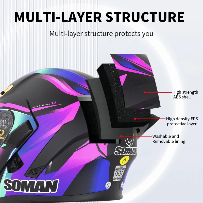 SOMAN Integralhelm Dual Lens F – Flip Up Helmet Dual Visor Bewertung und Preis