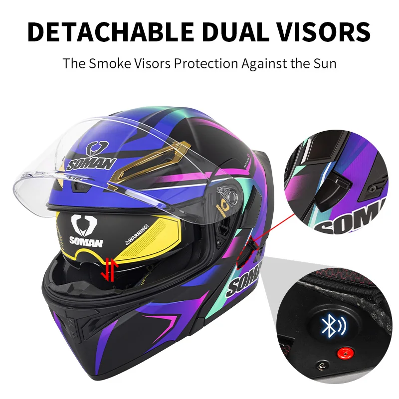 SOMAN Integralhelm Dual Lens F – Flip Up Helmet Dual Visor Bewertung und Preis