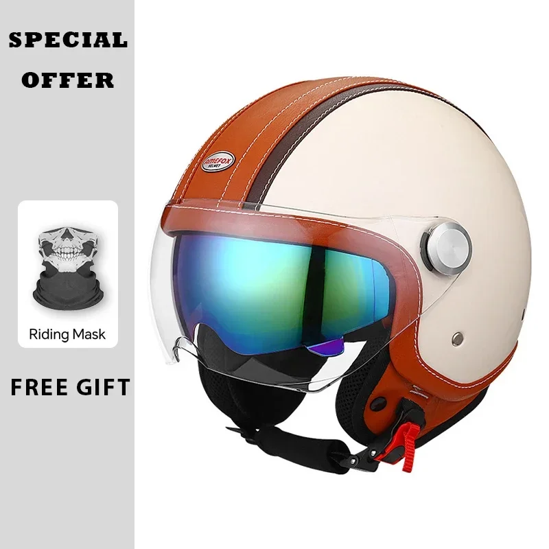 Vintage-Leder-Offenfahrhelm, M – Open Face Helmet Retro Vintage Bewertung und Preis