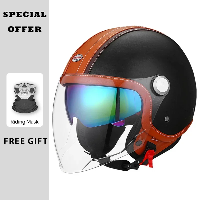 Vintage-Leder-Offenfahrhelm, M – Open Face Helmet Retro Vintage Bewertung und Preis
